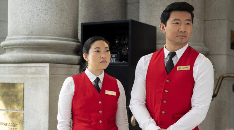 Simu Liu and Awkwafina at work Shang-Chi and the Legend of the Ten Rings (2021)